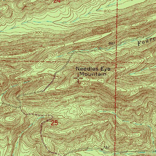 Topographic Map of Needles Eye Mountain, AR