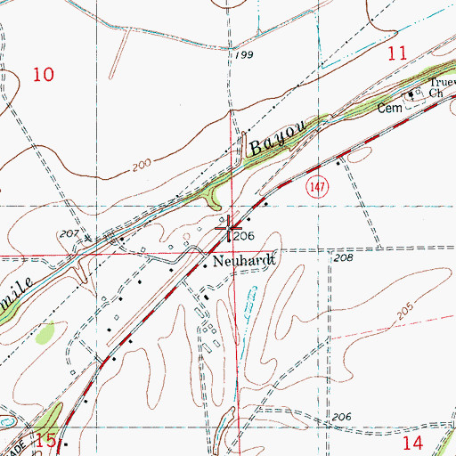 Topographic Map of Neuhardt, AR