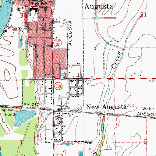 Topographic Map of New Augusta, AR