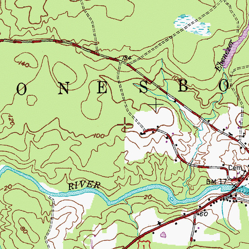 Topographic Map of Town of Jonesboro, ME