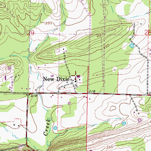 Topographic Map of New Dixie, AR