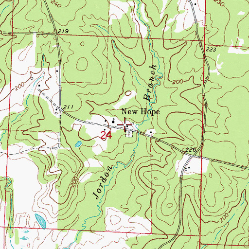 Topographic Map of New Hope, AR