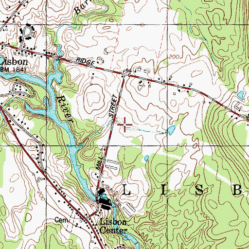 Topographic Map of Town of Lisbon, ME