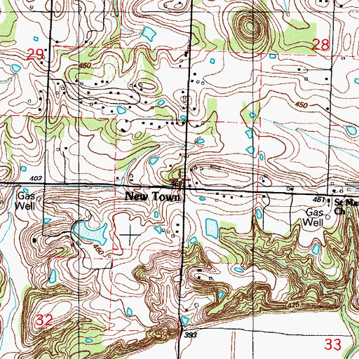 Topographic Map of New Town, AR