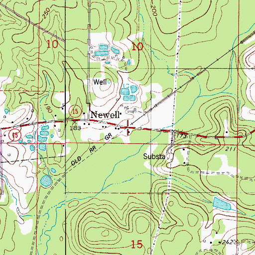 Topographic Map of Newell, AR