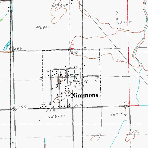Topographic Map of Nimmons, AR