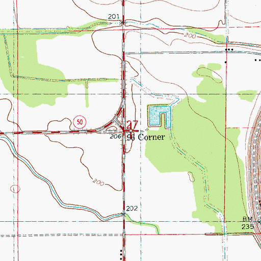 Topographic Map of Ninetysix Corner, AR