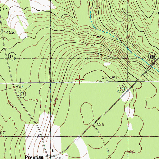 Topographic Map of Plantation of Prentiss, ME