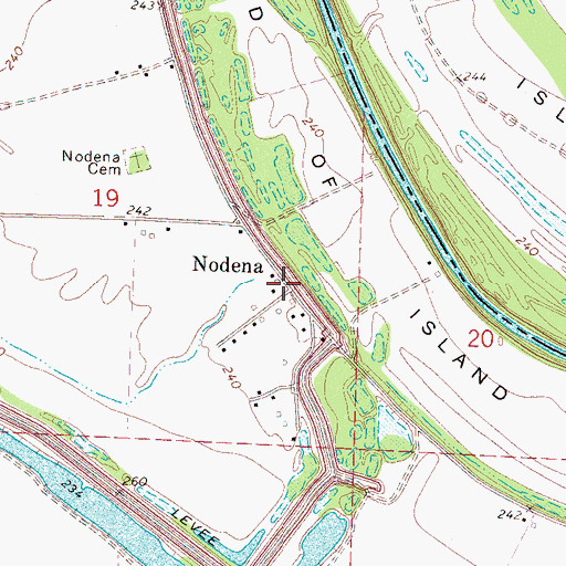 Topographic Map of Nodena, AR