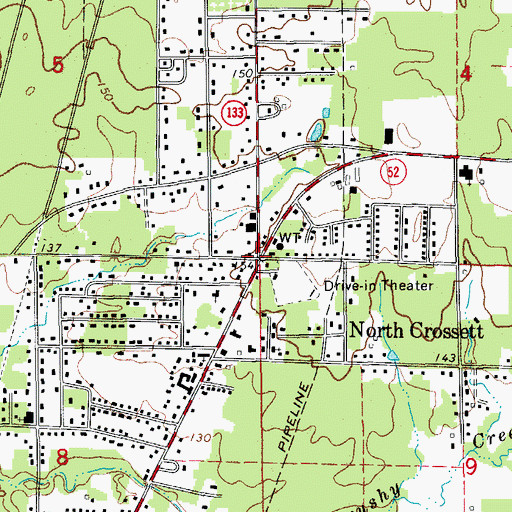 Topographic Map of North Crossett, AR