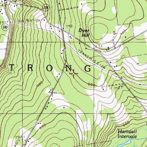 Topographic Map of Town of Strong, ME