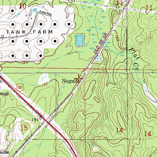 Topographic Map of Nugulf, AR