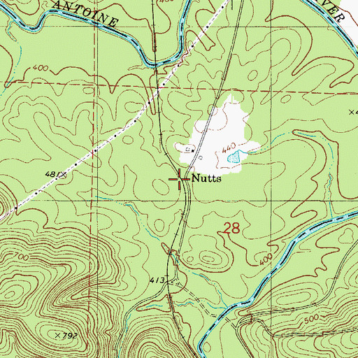 Topographic Map of Nutts, AR