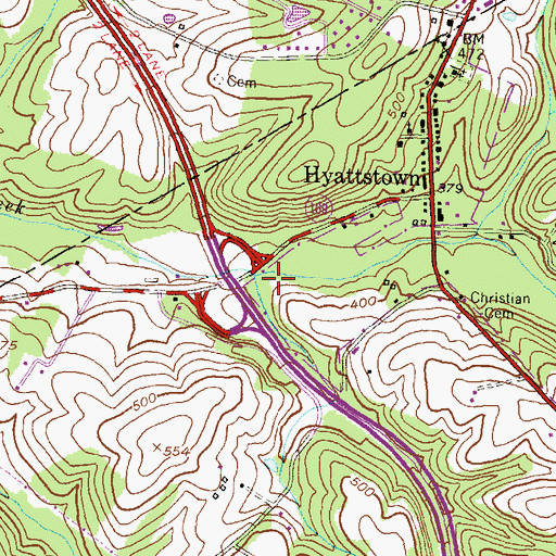Topographic Map of Wildcat Branch, MD