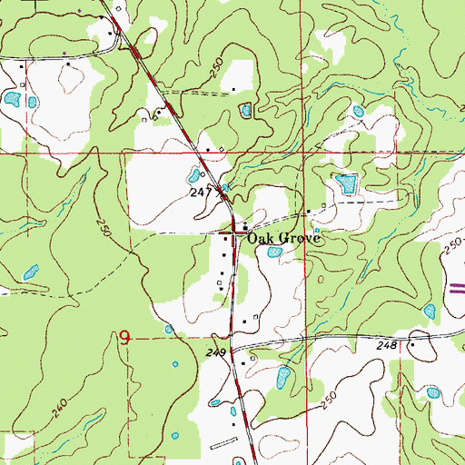 Topographic Map of Oak Grove, AR