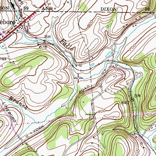 Topographic Map of South Branch Gunpowder Falls, MD