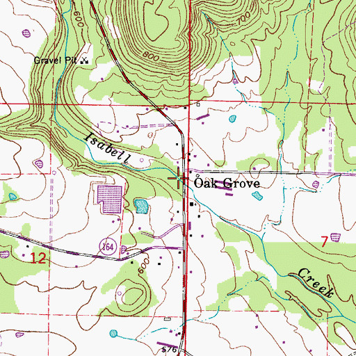 Topographic Map of Oak Grove, AR