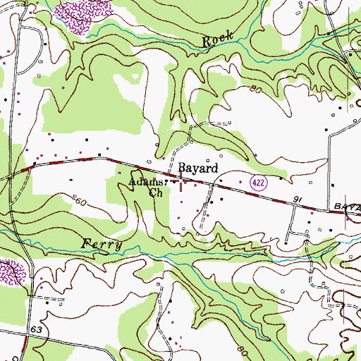 Topographic Map of Adams Church, MD
