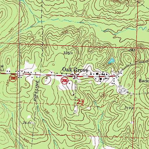 Topographic Map of Oak Grove, AR