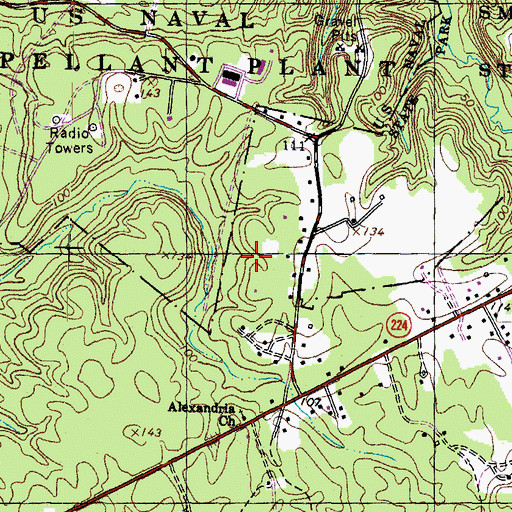 Topographic Map of Alexandria Church, MD