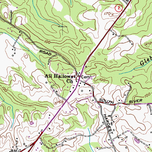 Topographic Map of All Hallows Episcopal Church, MD