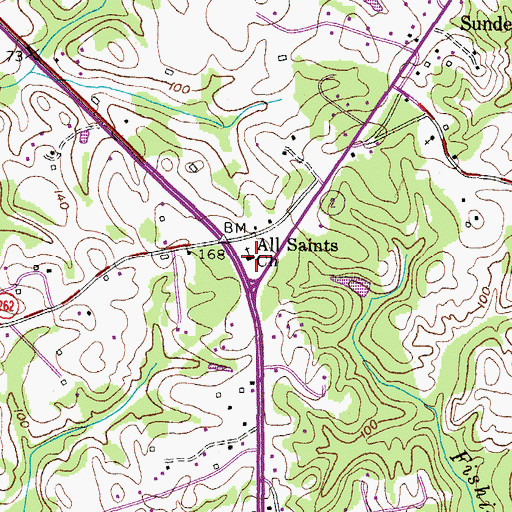 Topographic Map of All Saints Church, MD