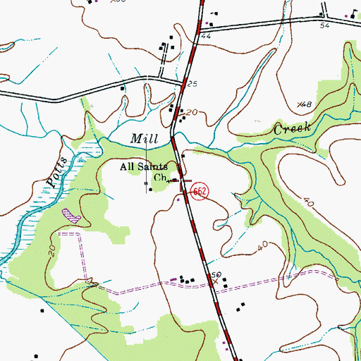 Topographic Map of All Saints Church, MD