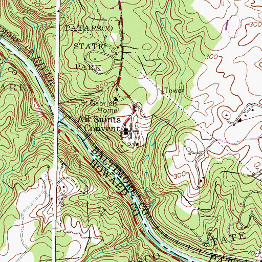 Topographic Map of All Saints Convent, MD