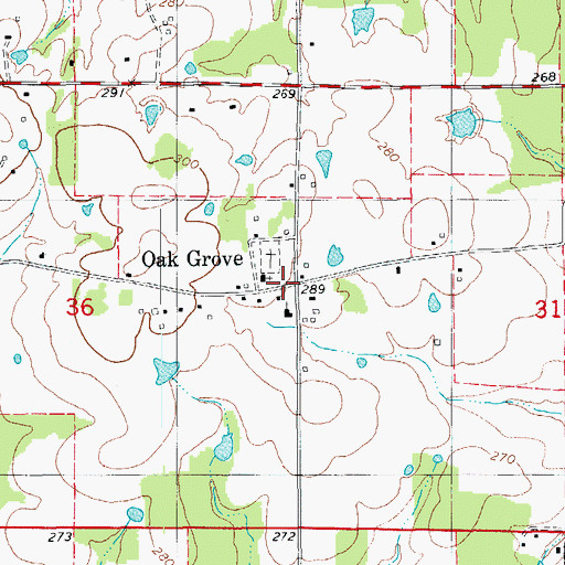 Topographic Map of Oak Grove, AR