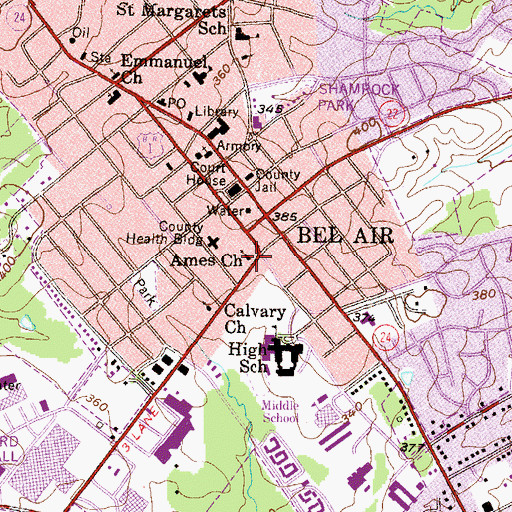 Topographic Map of Ames Church, MD