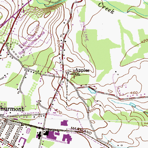 Topographic Map of Apples Church, MD