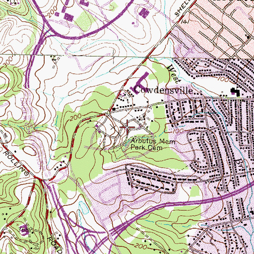Topographic Map of Arbutus Memorial Park Cemetery, MD