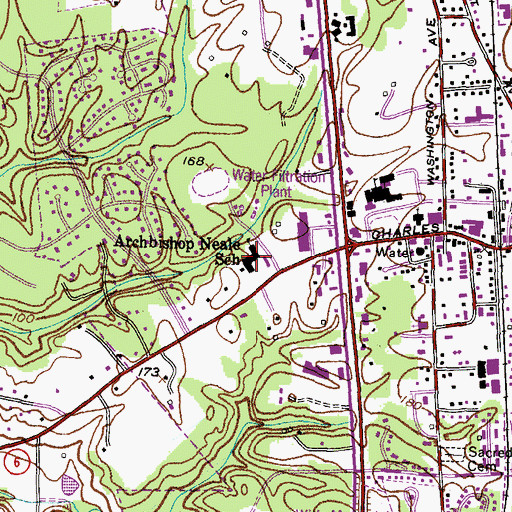 Topographic Map of Archbishop Neale School, MD