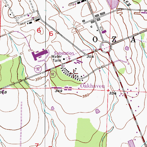 Topographic Map of Oakhaven, AR