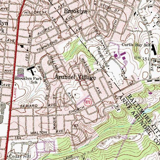 Topographic Map of Arundel Village, MD