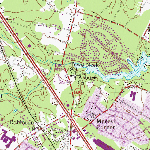 Topographic Map of Asbury-Town Neck United Methodist Church, MD