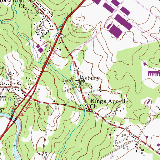 Topographic Map of Asbury United Methodist Church, MD
