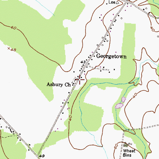 Topographic Map of Asbury United Methodist Church, MD