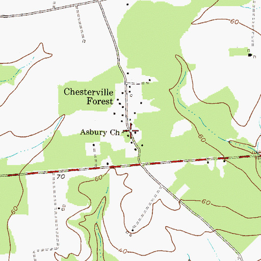 Topographic Map of Asbury United Methodist Church, MD