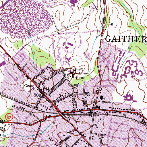 Topographic Map of Asbury Home, MD