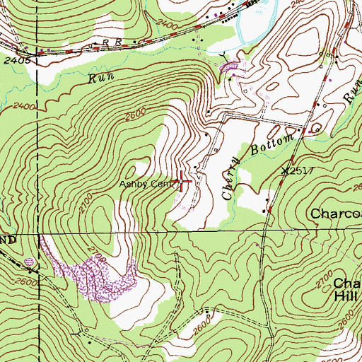 Topographic Map of Ashby Cemetery, MD