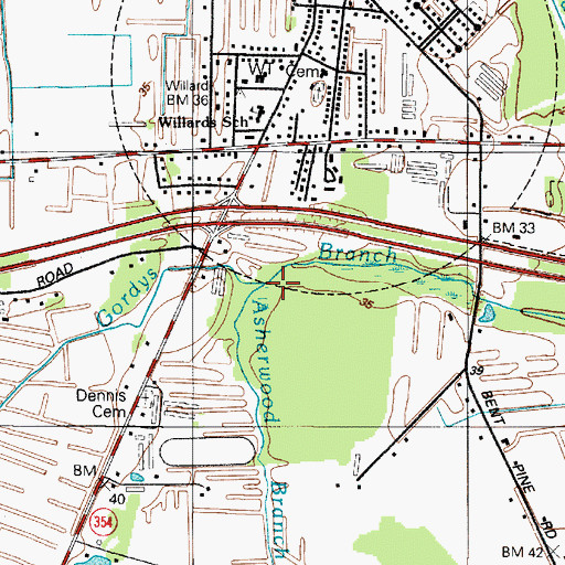 Topographic Map of Asherwood Branch, MD