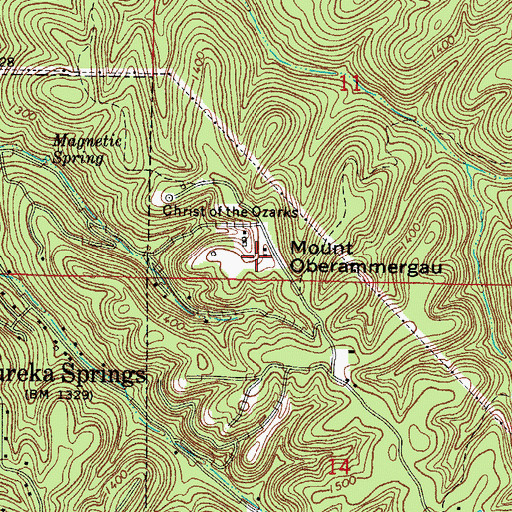 Topographic Map of Mount Oberammergau, AR