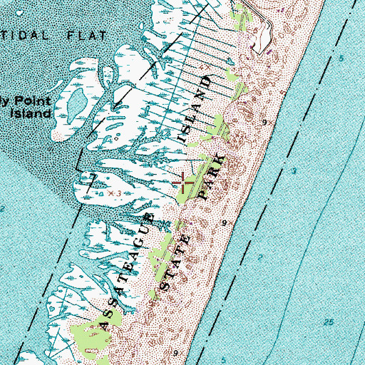 Topographic Map of Assateague State Park, MD