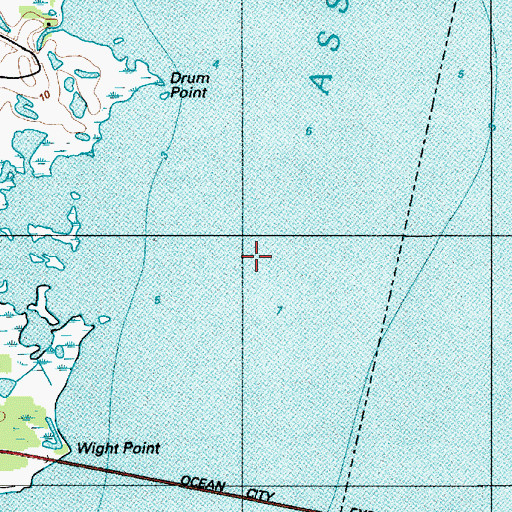 Topographic Map of Assawoman Bay, MD