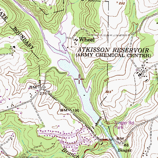 Topographic Map of Atkisson Reservoir, MD