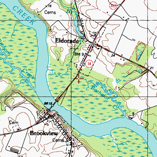 Topographic Map of Bachelor Creek, MD