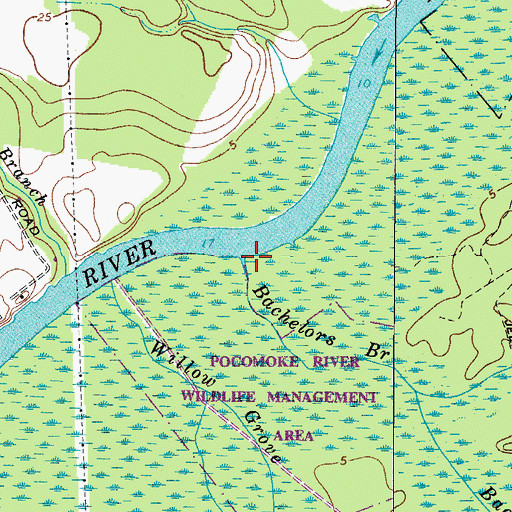 Topographic Map of Bachelors Branch, MD