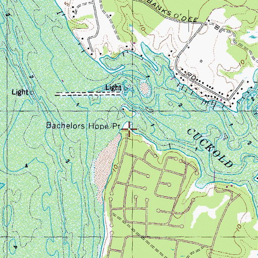 Topographic Map of Bachelors Hope Point, MD
