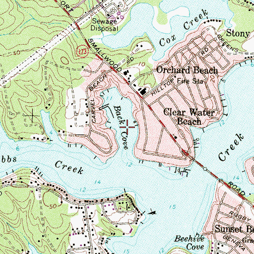 Topographic Map of Back Cove, MD